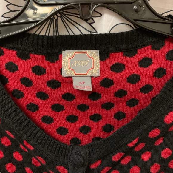 Forever 21 Black and Red Polka Dot Cardigan - Picture 2 of 5